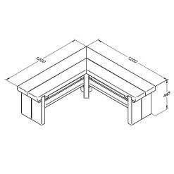 Forest Garden Double Corner Sleeper Bench 1.2m -Outdoor garden care FGCORNBEN12HD1