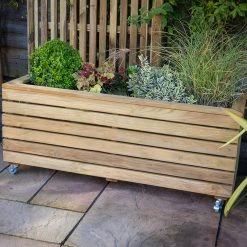 Forest Garden Linear Long Planter With Wheels -Outdoor garden care FGLINPL120WHD2