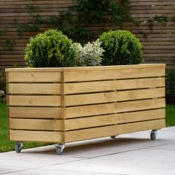 Forest Garden Linear Long Planter With Wheels -Outdoor garden care FGLINPL120WHD4