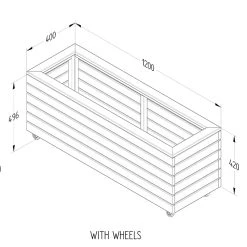 Forest Garden Linear Long Planter With Wheels -Outdoor garden care FGLINPL120WHD5
