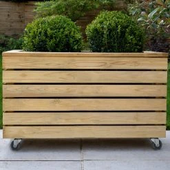 Forest Garden Linear Double Planter With Wheels -Outdoor garden care FGLINPL80WHD1