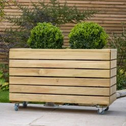 Forest Garden Linear Double Planter With Wheels -Outdoor garden care FGLINPL80WHD2