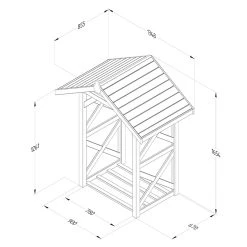Forest Garden Medium Wall Apex Log Store -Outdoor garden care FGMWLGSTHD1