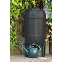 Standard Black Barrel Water Butt 210 Litre With Stand And Diverter