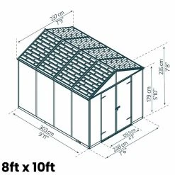 Palram Canopia Rubicon Dark Grey Shed 8ft Wide 19 Palram Canopia Rubicon Dark Grey Shed 8ft Wide -Outdoor garden care PRRS810