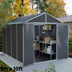 Palram Canopia Rubicon Dark Grey Shed 8ft Wide 17 Palram Canopia Rubicon Dark Grey Shed 8ft Wide -Outdoor garden care PRRS811