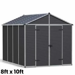 Palram Canopia Rubicon Dark Grey Shed 8ft Wide 18 Palram Canopia Rubicon Dark Grey Shed 8ft Wide -Outdoor garden care PRRS812